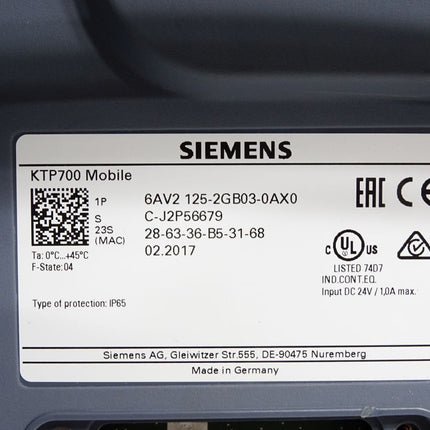 Siemens KTP700 Mobile Panel 6AV2125-2GB03-0AX0 6AV2 125-2GB03-0AX0 - Maranos.de