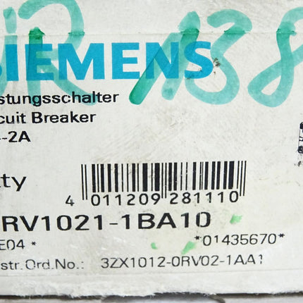Siemens Leistungsschalter 3RV1021-1BA10 / Neu OVP
