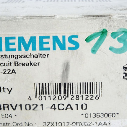 Siemens Leistungsschalter 3RV1021-4CA10 / Neu OVP - Maranos.de