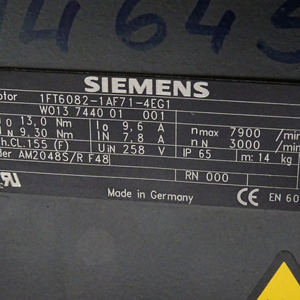 Siemens Servomotor 1FT6082-1AF71-4EG1 3000/min / Erneuert