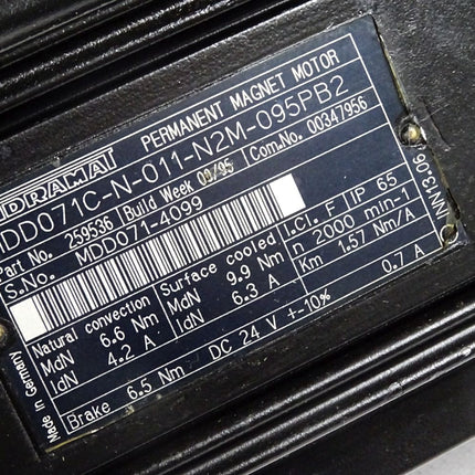 Indramat Servomotor MDD071C-N-011-N2M-095PB2 259536 2000/min