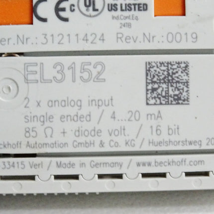 Beckhoff EL3152 analoge Eingangsklemme - Maranos.de