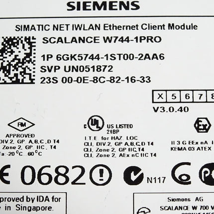 Siemens Scalance W744-1PRO IWLAN Ethernet Client Module 6GK5744-1ST00-2AA6 - Maranos.de