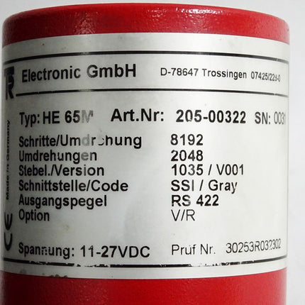 TR Electronic Absolut-Encoder HE65M 205-00322 8192/2048 INTERBUS-S Schnittstelle