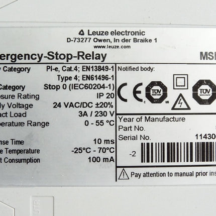 Leuze electronic Emergency-Stop-Relay MSI-SR4 549986 / Neu OVP