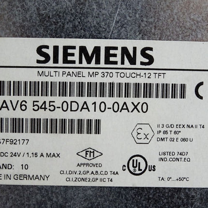 Siemens Multi Panel MP370 Touch-12 TFT 6AV6545-0DA10-0AX0 6AV6 545-0DA10-0AX0 - Maranos.de