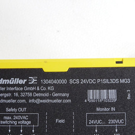 Weidmüller Sicherheitsrelais 1304040000 SCS 24VDC P1SIL3DS MG3 / Neu - Maranos.de
