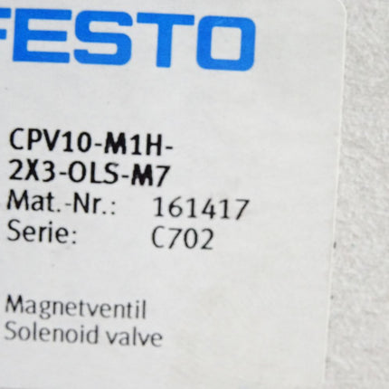 Festo Magnetventil CPV10-M1H-2X3-OLS-M7 161417 / Neu OVP - Maranos.de