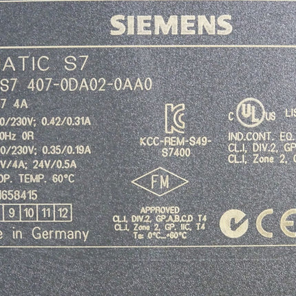 Siemens S7-400 Stromversorgung PS407 6ES7407-0DA02-0AA0 6ES7 407-0DA02-0AA0 - Maranos.de
