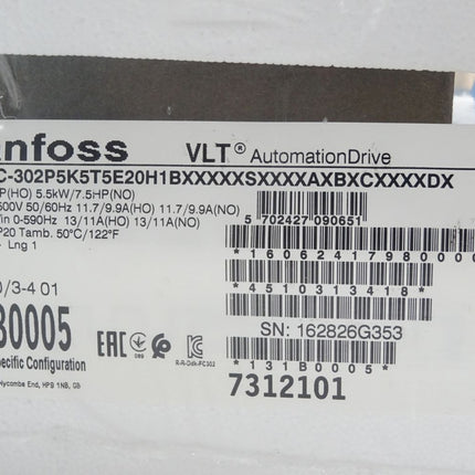 Danfoss VLT Automatipon Drive 131B0005 5.5kW FC-302P5K5T5E20H1 / Neu OVP - Maranos.de