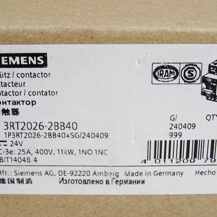 Siemens Schütz 3RT2026-2BB40 / Neu OVP - Maranos.de