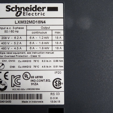 Schneider Electric LXM32MD18N4 Motion Servoverstärker 1.8kW