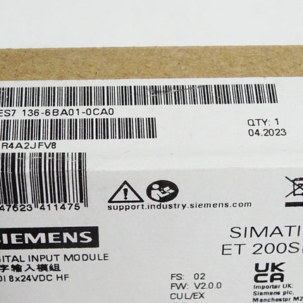 Siemens ET200SP F-DI 6ES7136-6BA01-0CA0 6ES7 136-6BA01-0CA0 Neu OVP versiegelt - Maranos.de