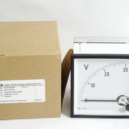 GMW Voltmeter DQN 96 0..30V neutral 9630000303N-00003 / Neu OVP