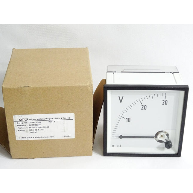 GMW Voltmeter DQN 96 0..30V neutral 9630000303N-00003 / Neu OVP - Maranos.de