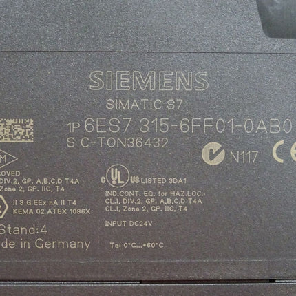 Siemens S7-300 CPU315F 6ES7315-6FF01-0AB0 6ES7 315-6FF01-0AB0