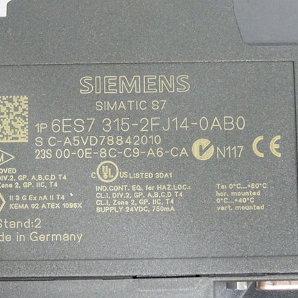 Siemens S7-300 CPU315F-2 PN/DP 6ES7315-2FJ14-0AB0 6ES7 315-2FJ14-0AB0
