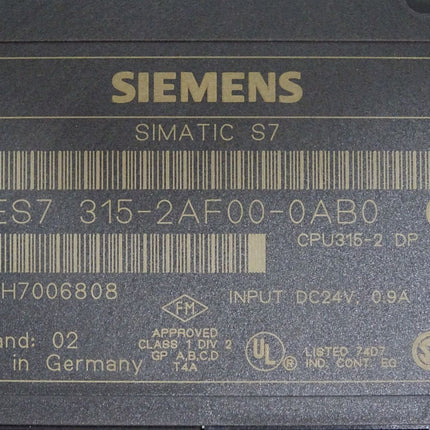 Siemens S7-300 CPU315-2 DP 6ES7315-2AF00-0AB0 6ES7 315-2AF00-0AB0