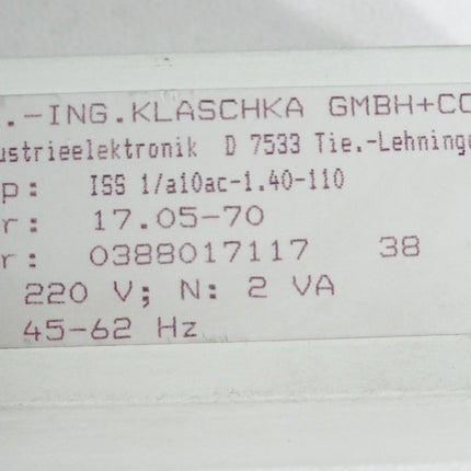 Klaschka ISS 1/a10ac-1.40-110 Impulszahlmessrelais - Maranos.de