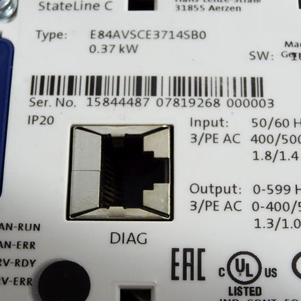 Lenze Inverter Drive E84AVSCE3714SB0 0.37kW + E84AYCERV E84AVSCE3714SB0-Erxxx - Maranos.de