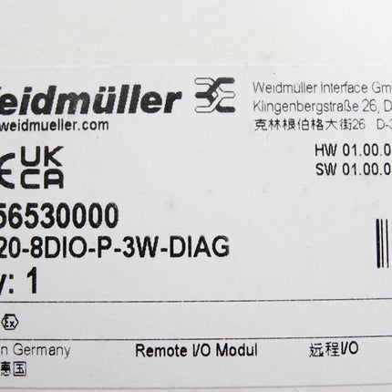 Weidmüller Remote-IO-Modul 2456530000 UR20-8DIO-P-3W-DIAG / Neu OVP