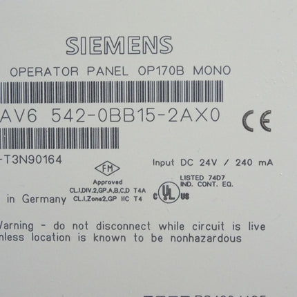 Siemens Panel OP170B 6AV6542-0BB15-2AX0 6AV6 542-0BB15-2AX0 - Maranos.de