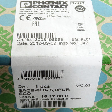 Phoenix Contact Verteilerbox SACB-6/6-5,0PUR SCO 1517000 / Neu OVP versiegelt