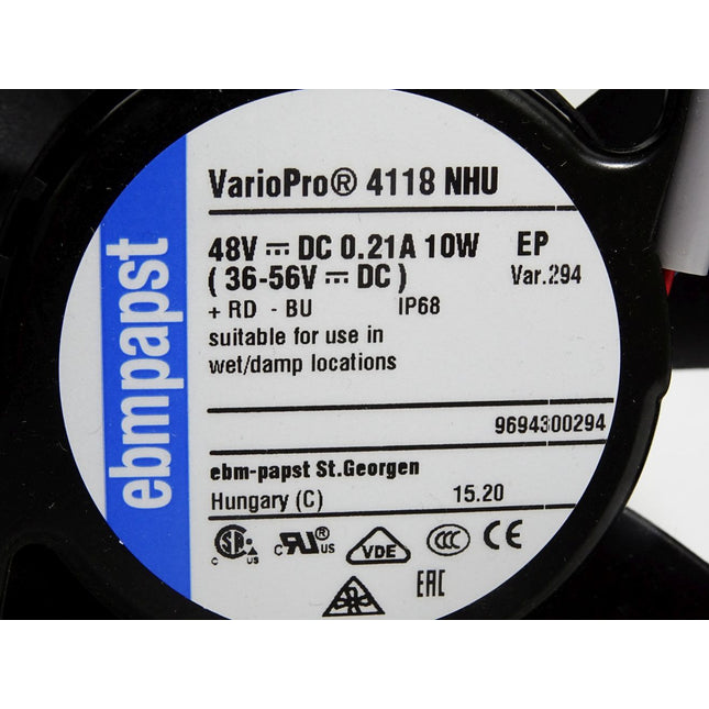 Ebmpapst VarioPro Axiallüfter 4118 NHU 294 48VDC 0.21A 10W 119x119x38mm / Neu - Maranos.de