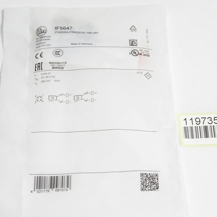 Ifm electronic Induktiver Sensor IF5647 IFA2004-FRKG/US-100-IRF / Neu OVP