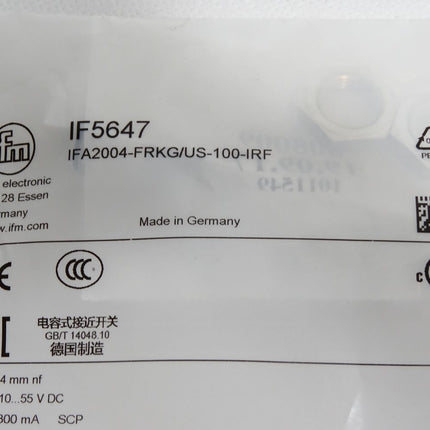 Ifm electronic Induktiver Sensor IF5647 IFA2004-FRKG/US-100-IRF / Neu OVP