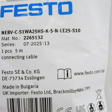 Festo Verbindungsleitung NEBV-C-S1WA25HS-K-5-N-LE25-S10 2265132 / Neu OVP - Maranos.de