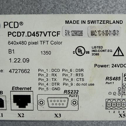 Saia PCD PCD7.D457VTCF 640x480 pixel TFT Color Panel HW:B1 FW 1.22.09 - Maranos.de