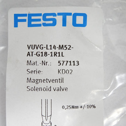 Festo Magnetventil VUVG-L14-M52-AT-G18-1R1L 577113 / Neu OVP - Maranos.de
