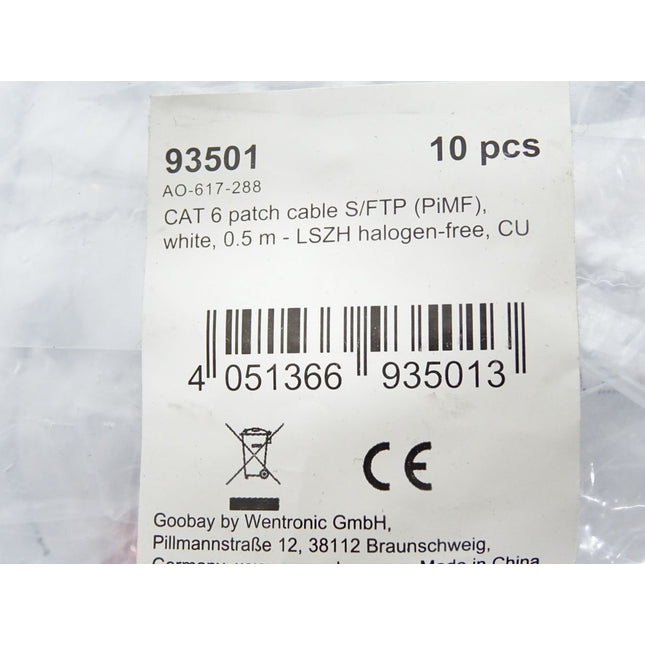 Goodbay Patch cable S/FTP (PiMF) weiß 0.5m 93501 / Inhalt:10 Stück / Neu OVP - Maranos.de