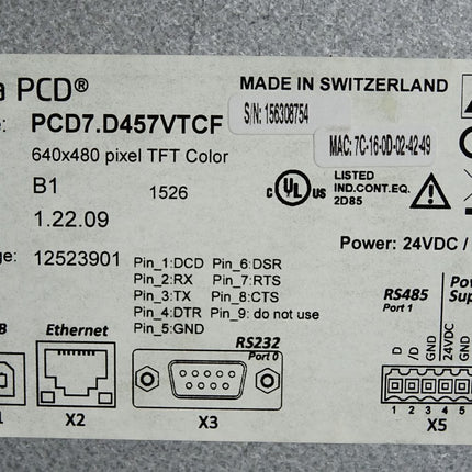 Saia PCD PCD7.D457VTCF 640x480 pixel TFT Color Panel HW:B1 FW 1.22.09 - Maranos.de