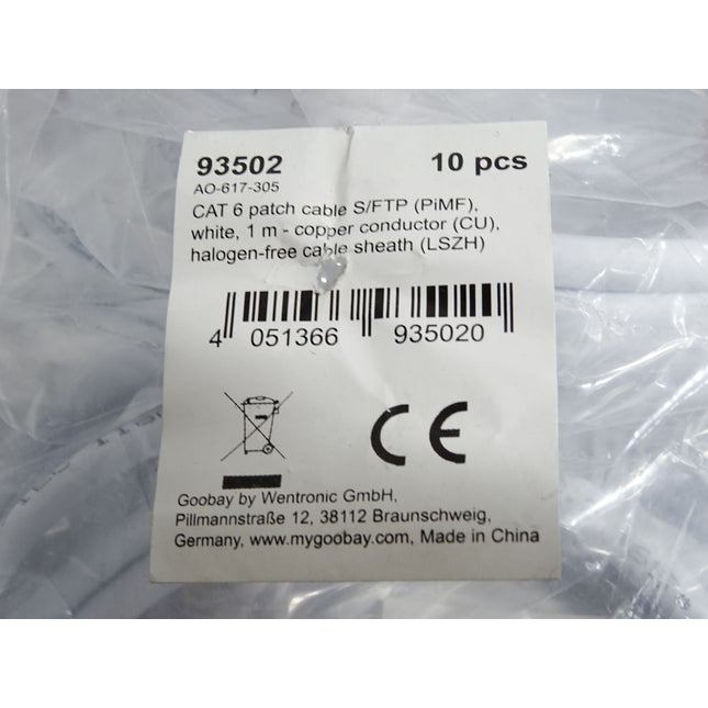 Goodbay Patch cable S/FTP (PiMF) weiß 1m 93502 / Inhalt:10 Stück / Neu OVP - Maranos.de
