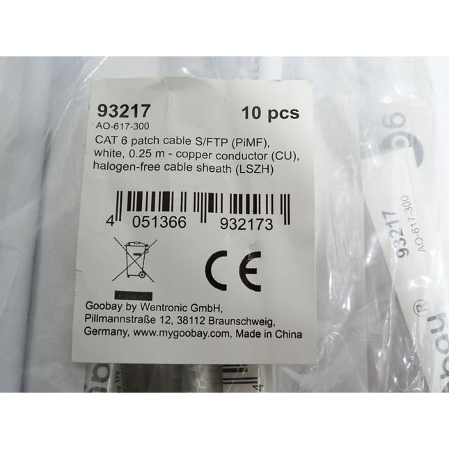 Goodbay Patch cable S/FTP (PiMF) weiß 0.25m 93217 / Inhalt:10 Stück / Neu OVP - Maranos.de