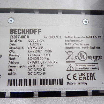Beckhoff C6017-0010 Ultra-Kompakt-Industrie-PC / Neu OVP - Maranos.de