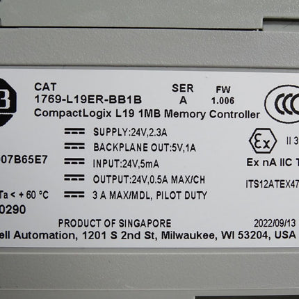 Allen Bradley Steuerung CompactLogix L19 1MB 1769-L19ER-BB1B / Neuwertig