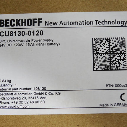 Beckhoff USV-Modul batteriegestützt CU8130-0120 / Neu OVP