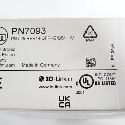 Ifm electronic Drucksensor mit Display PN-025-RER14-QFRKG/US/ PN7093 / Neu OVP