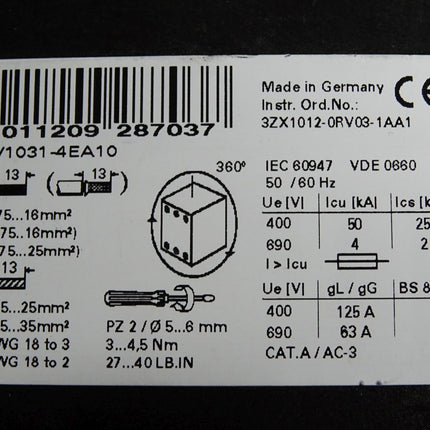 Siemens 3RV1031-4EA10 Leistungsschalter - Maranos.de