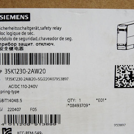 Siemens Sicherheitsschaltgerät 3SK1230-2AW20 / Neu OVP - Maranos.de
