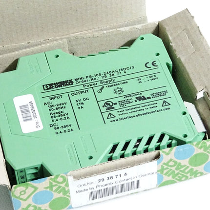 Phoenix Contact 2938714 MINI-PS-100-240AC/ 5DC/3 Stromversorgung / Neu OVP - Maranos.de