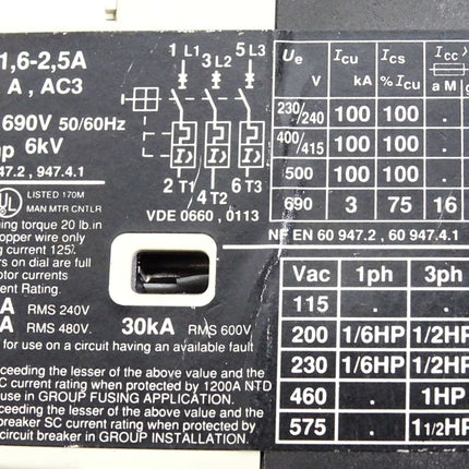 Telemecanique GV2-M07 Motorschutzschalter 1.6-2.5A - Maranos.de