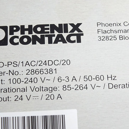 Phoenix Contact 2866381 TRIO-PS/1AC/24DC/20 Stromversorgung / Neuwertig - Maranos.de