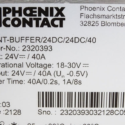 Phoenix Contact 2320393 QUINT-BUFFER/24DC/24DC/40 / Neuwertig mit Lagerspuren - Maranos.de
