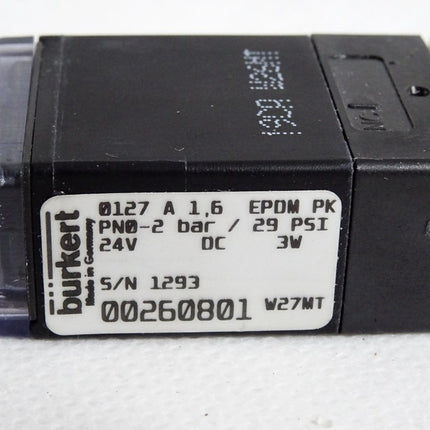 Bürkert 0127 A 1,6 EPDM PK PN0-2 bar / 29 PSI 24V DC 3W 00260801 Magnetventil - Maranos.de