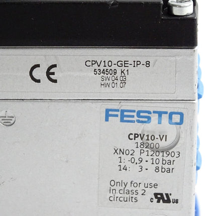 Festo Ventilinseln 534509 CPV10-GE-IP-8 CPV10-VI 18200 152423 CPV10-VI-P8-M7-B - Maranos.de