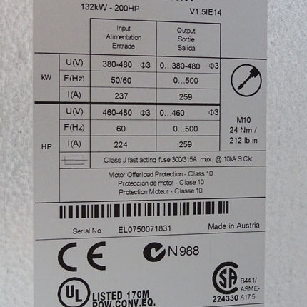 Telemecanique Schneider Atlitivar 61 132kW ATV61HC13N4 + VW3A1101 - Maranos.de